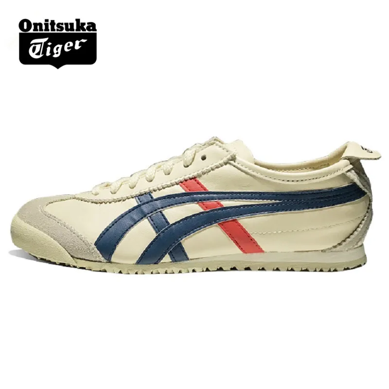 ONITSUKA TIGER México 66 hombres mujeres Beige cuero goma de estudiante amarillo Zapatillas Zapatos del bádminton DL408 0518|Bádminton| - AliExpress