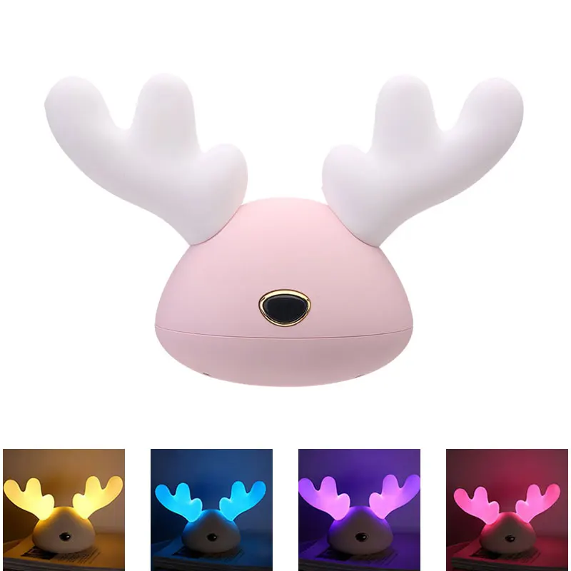 

Cartoon Deer LED Night Light USB Charging Sleeping Lights 7 Color Changeable Silicone Night Lamp for Kids Christmas Gifts