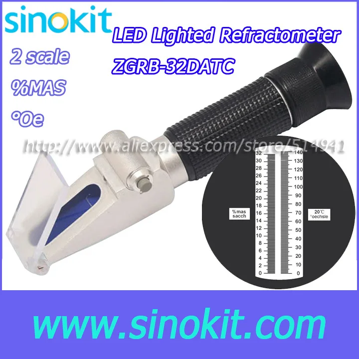 

Battery Life 100hours 2 SCALE Brix hand Refractometer - ZGRB-32DATC