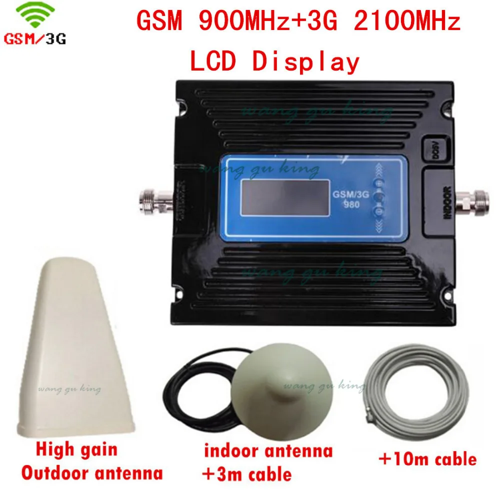 

Full Set Dual band GSM 3G booster with Signal Display Screen including Antenna and Cable, GSM WCDMA Repeater Set at 900 2100 MHz