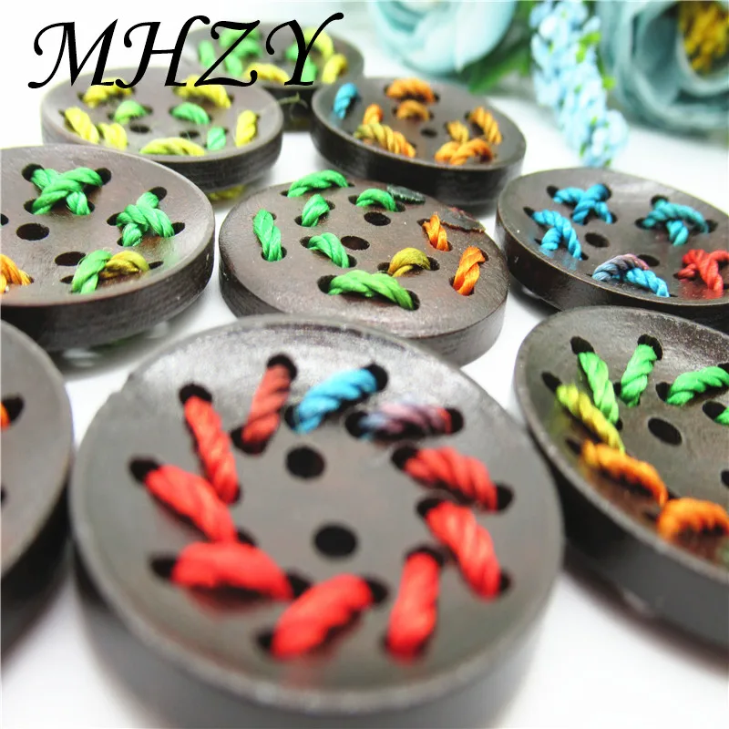 

10/20/30PCS SIZE black coffee environmental protection Hand threading wood buckle DIY button Sewing apparel accessories K72