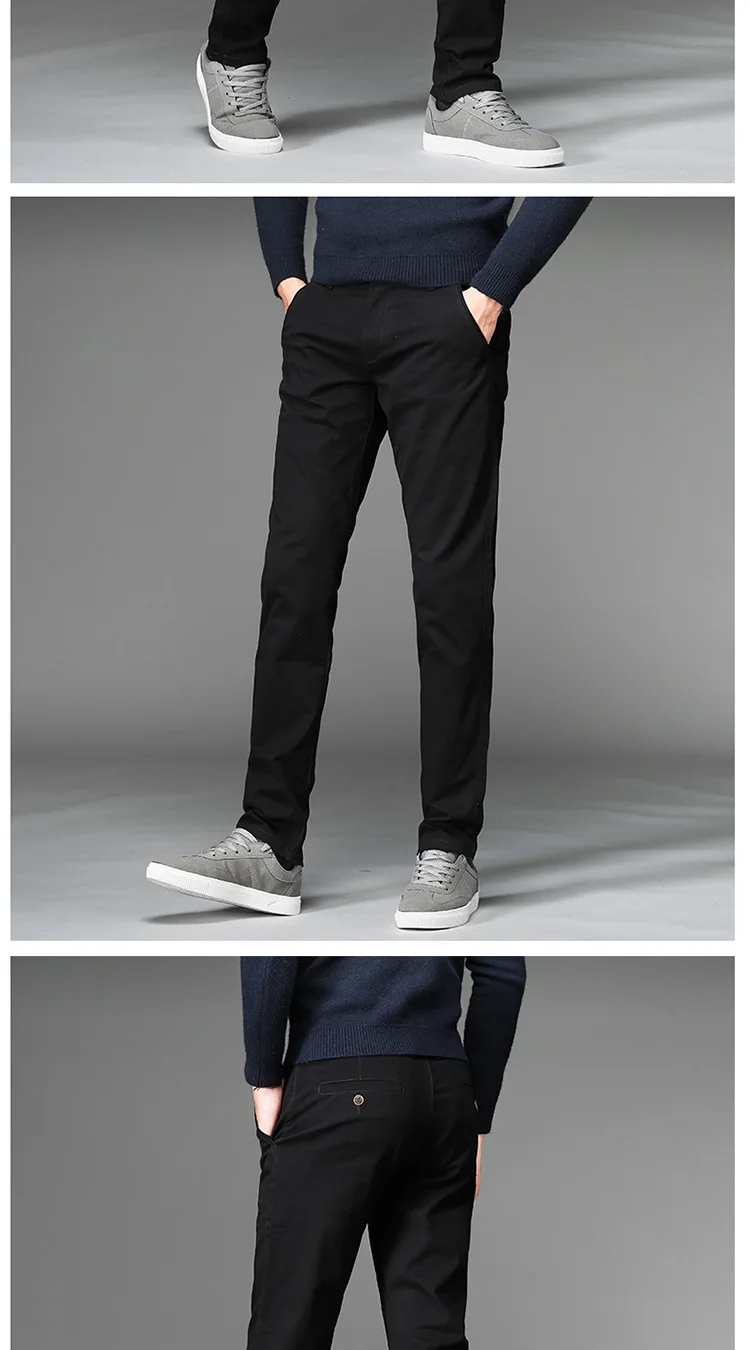 Мужские брюки классические повседневные деловые Стрейчевые брюки Обычные прямые брюки черные синие хаки цвета плюс размер 38,7103-7104