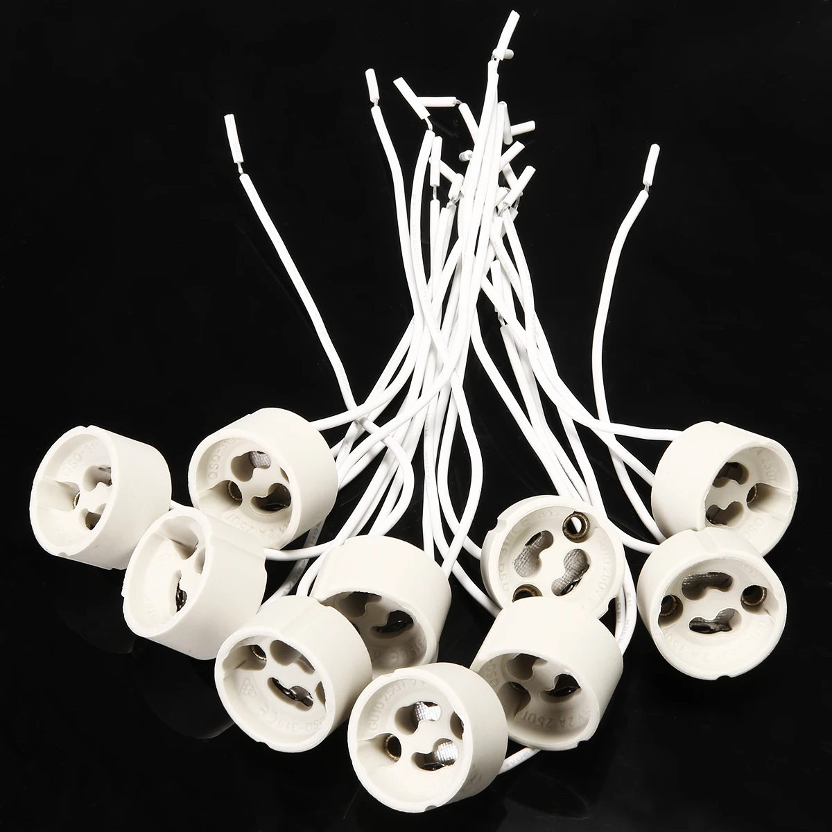 

10pcs/lot GU10 Lamp Holder Socket Bbase Adapter Wire Connector Ceramic Socket for LED Halogen Light Light Accessory