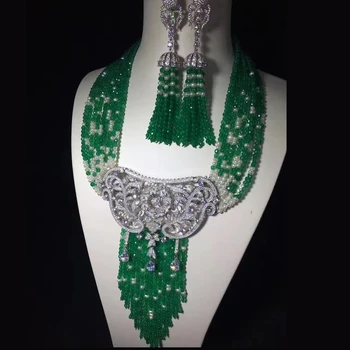 

Qi Xuan_Fashion Jewelry_Boutique Green Stones Necklace/Earrings_S925 Solid Silver Fashion Earrings_Factory Directly Sales