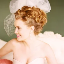 Паффи тюль фаты высокое качество дешевые короткой головой фата на мантилья фата с расческой V827