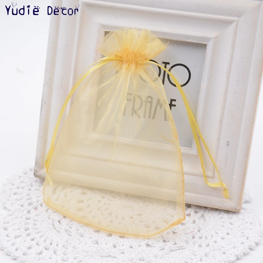 Лидер продаж дешевые 10 шт./лот Модные Шелковые Прозрачный квадратный мешок конфет из органзы Коробки для свадьбы пользу день рождения Подарочная коробка - Цвет: Цвет: желтый