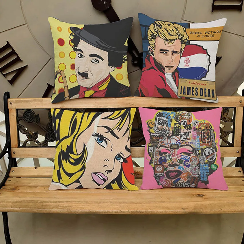 Pop Classic Cartoon Chapin Джеймс Дин. Подушка в стиле Хепберн Монро 45 х45 см|pillow 45x45cm|cushion
