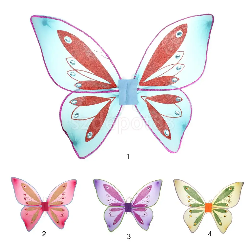 

Glitter Princess Butterfly Fairy Wings Fancy Dress Costume Dressing Up Ladies Girls Child Party Angel Wings