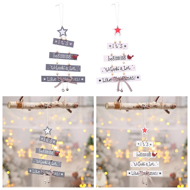

1PCS Merry Christmas Colorful Wooden Pendants Ornaments Kid Gift Xmas Tree Ornament Wood Crafts For Christmas Party Decoration