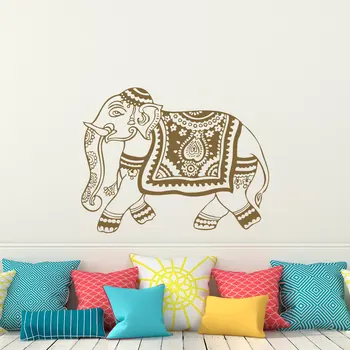 

Indian Elephant Wall Decal Stickers Yoga Wall Decal Bedroom Dorm Nursery Boho Bedding Home Decor Interior Design A080