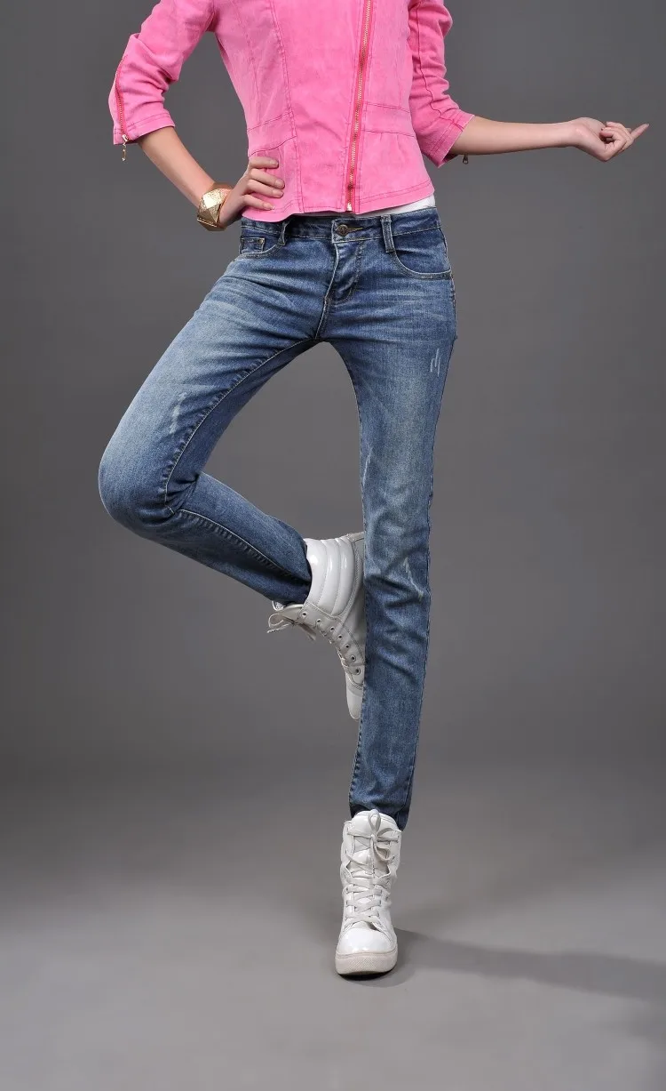 Женские джинсы в Корейском стиле ретро маленькие прямые узкие брюки обтягивающие штаны, легинсы, дешевая одежда китайские женские популярные