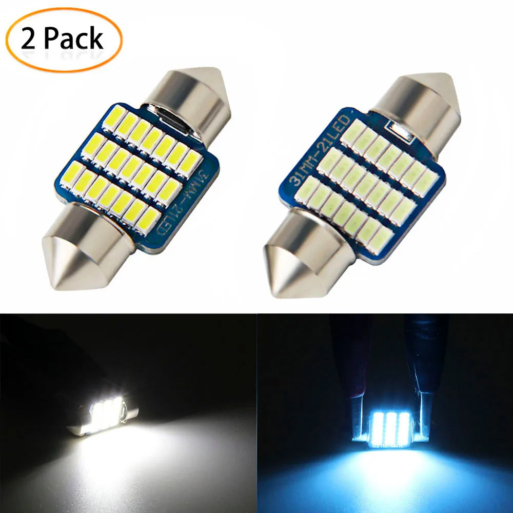 

2PCS LED Car Light 31MM 3014 21SMD LED Car Festoon Dome Interior Map Reading Light Bulb White Cargo Trunk Light Car Accessories