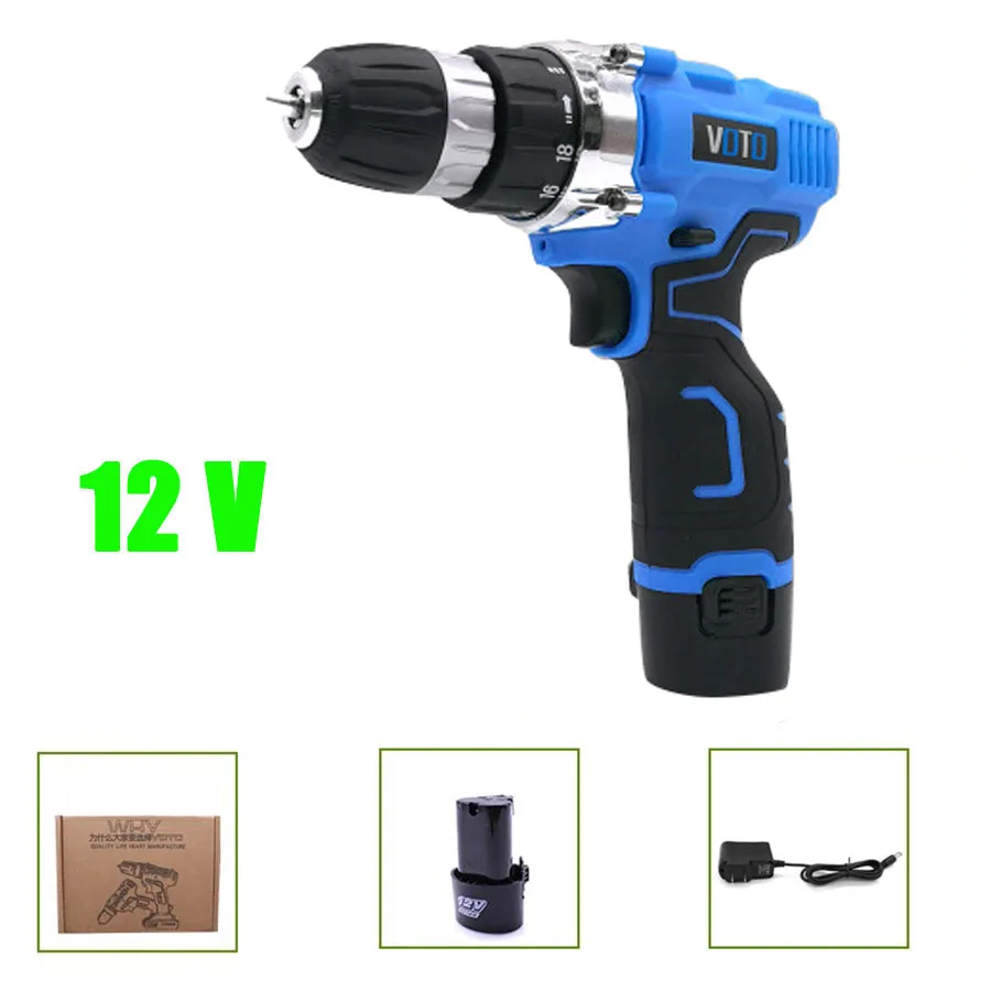 

VOTO V6 Battery Rechargeable Cordless Drill Electric Screwdriver Set Lithium Power Tools Screw Gun Driver 12V Blue 2018