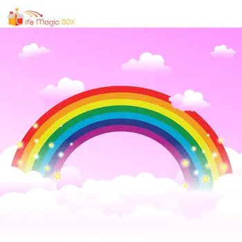 

LIFE MAGIC BOX Backgrounds for Photo Studio Rainbow Baby Shower Photocall Communion Photography Backdrops
