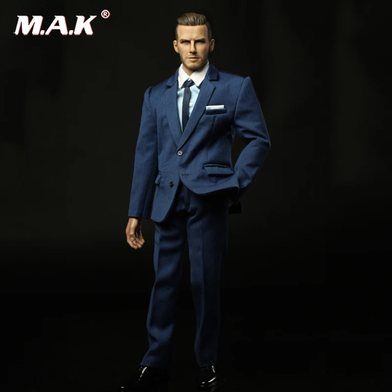 

1/6th Male clothing set HB003 Dark blue gentleman Suit set with leather shoes tie and shirt for 12 inches Man Action Figure