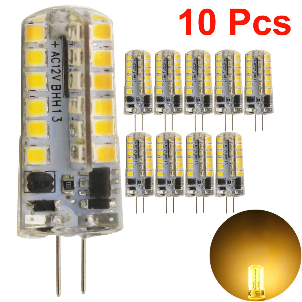 10 шт. Led 12 В G4 лампа Светодиодная AC DC 4 Вт 48LED SMD 2835 прожектор 360 Угол луча Замена для