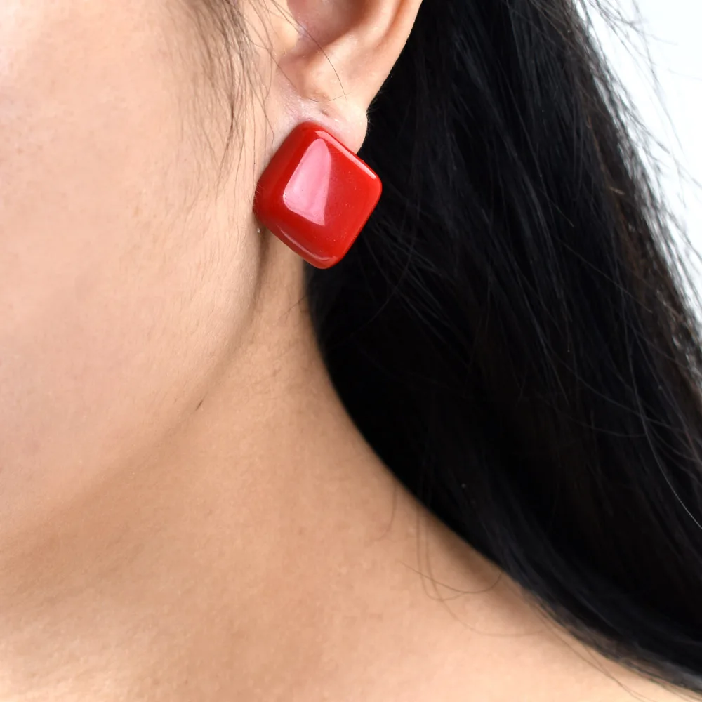 Women Ear Clip Earrings Minimalist Geometric Square