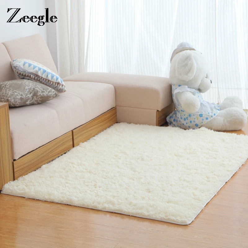 Zeegle Carpet For Living Room Shaggy Floor Mat Non-slip Children Bedroom Table Beside Mats Soft Faux Fur Floor Area Rug