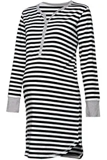 Striped Maternity Robe Pregnant Long Sleeve Labor Delivery Nursing Hospital Gowns Nursing Nightgown for Breastfeeding Sleepwear