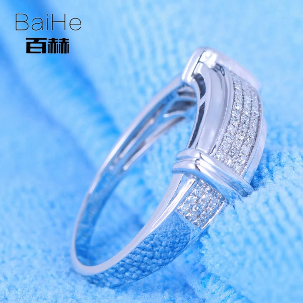 BAIHE Стерлинговое Серебро 925 0.25CT Сертифицированный H/SI круглый вырез натуральные Алмазы обручальные мужские модные ювелирные изделия кольцо