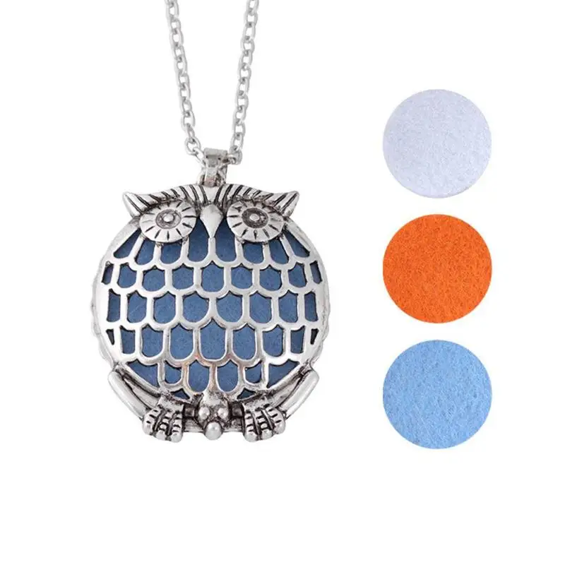1PCS Owl Aromatherapy Diffuser Necklace Pendant Choker Essential Oil