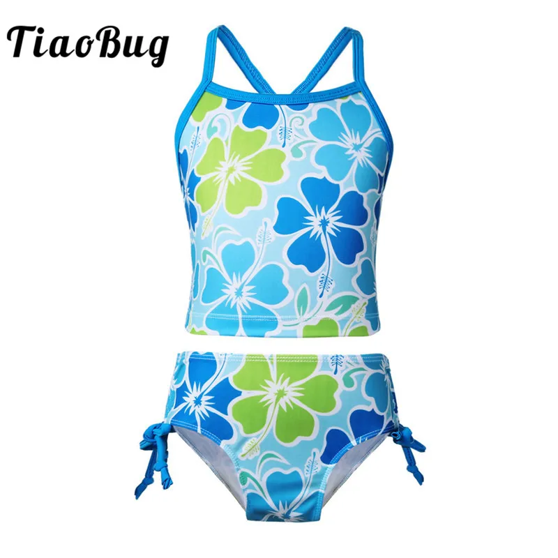 TiaoBug детский купальник Танкини с цветочным принтом для подростков купальный