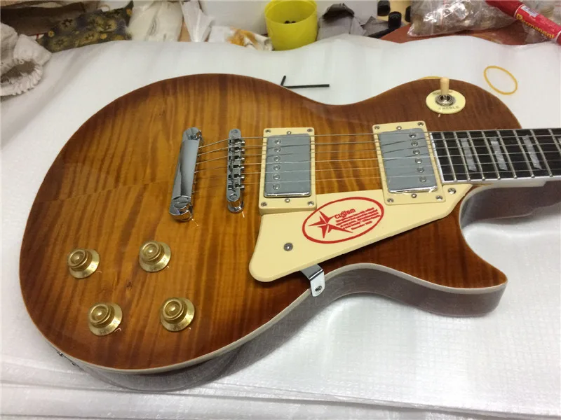 Electric GUITAR+LP standard/slash electric GUITAR+maple flame top brown burst color+GUITAR CHINA