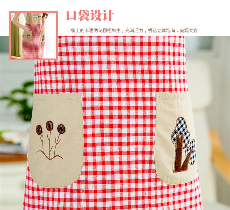5 Plaids Pattern Apron Woman Adult Bibs Home Cooking Baking Shop Cleaning Aprons For Pocket Kitchen Accessory Waterproof And Oil