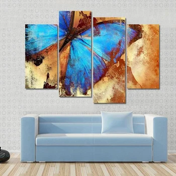 

Home Decor Wall Art Framework Painting Poster 4 Panel Beautiful Butterfly For Living Room Modern HD Printed Canvas Pictures