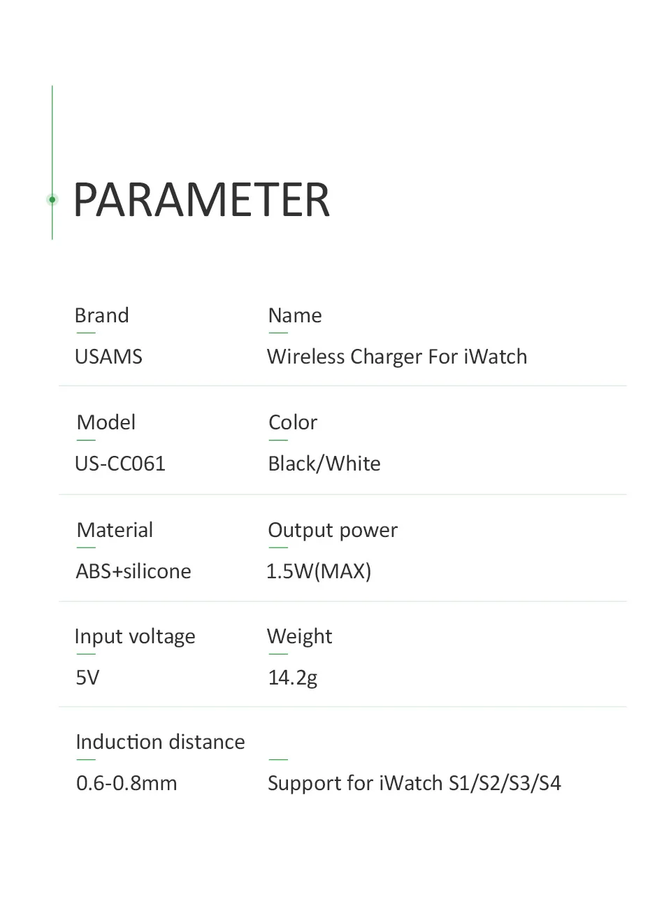 USAMS QI Беспроводное зарядное устройство для i Watch 5 4 3 2 1 портативный внешний мини-аккумулятор Pank для Apple Watch Беспроводное зарядное устройство