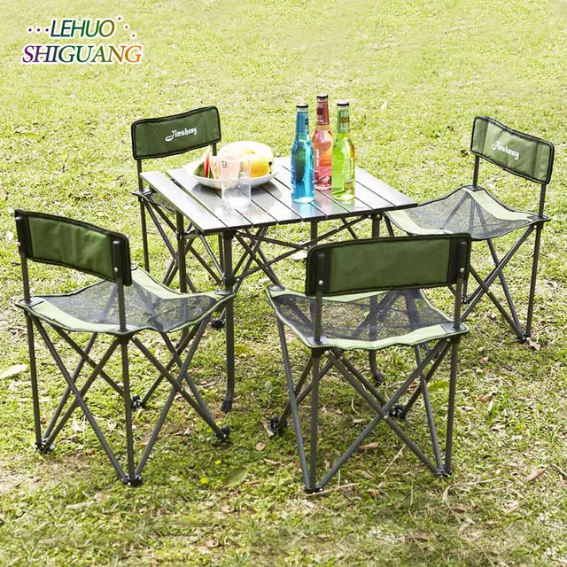 Outdoor Folding Table Chair Portable Five Piece Barbecue Self Outdoor Folding Table Chair Portable Five Piece Barbecue Self Driving Leisure Beach And Set Fashion Furniture