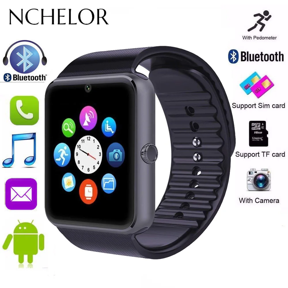 NEW Bluetooth Smart Watch Men GT08 With Touch Screen Sport Watch Support TF SIM Card Camera