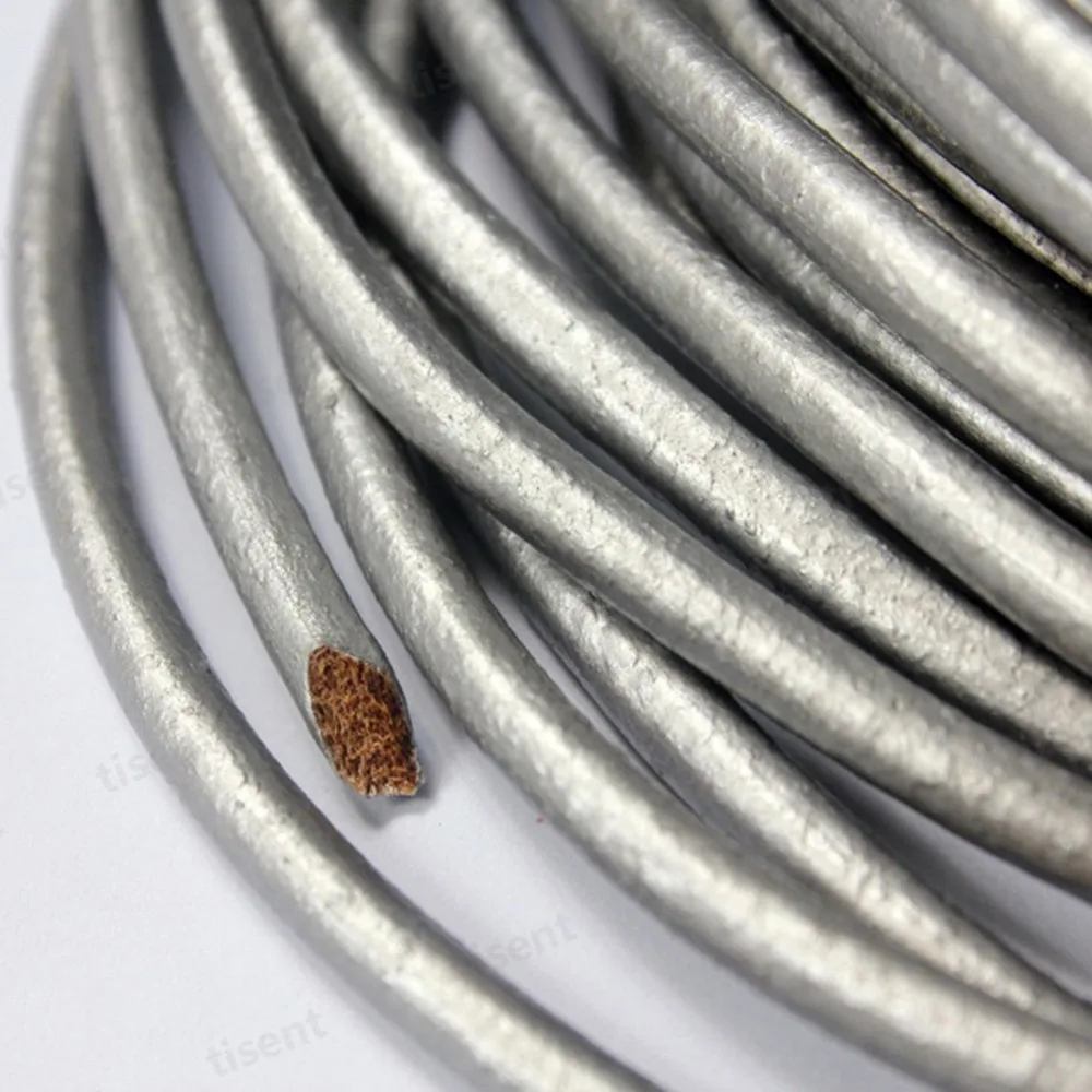

AaaZee5mm Round Real Leather Cord, 5mm Diameter Hide Cow Leather Strap Color Coated 1 Yard For DIY Bracelet Necklace Jewelry