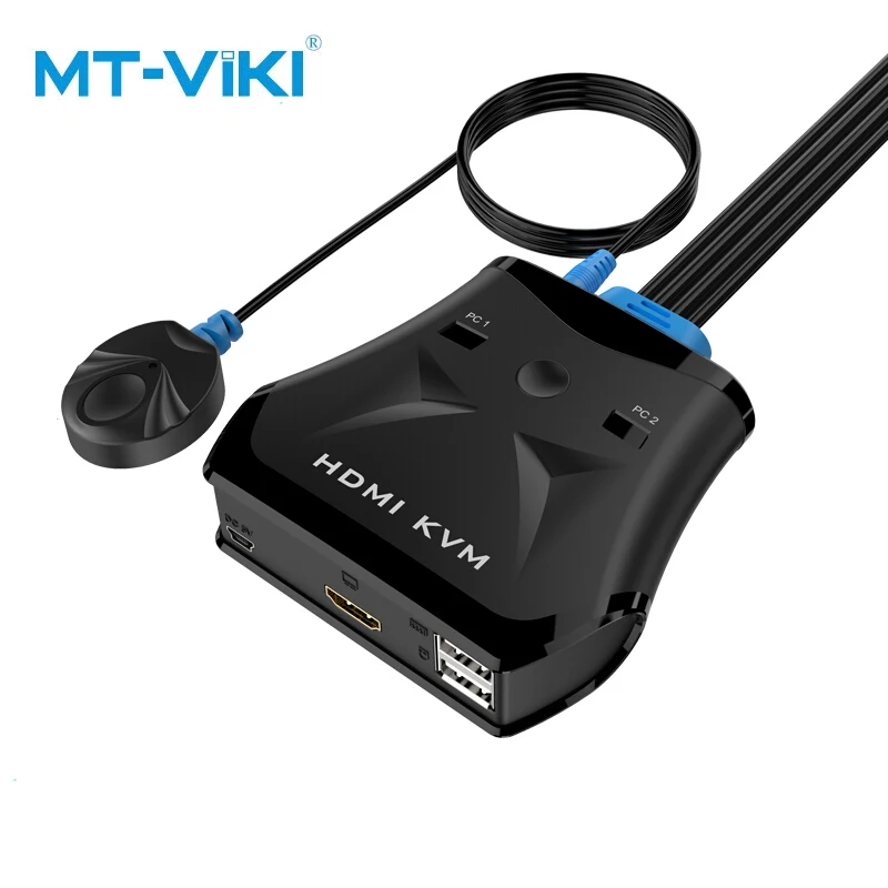 MT-VIKI kvm 2 порта HDMI USB KVM переключатель с линейным пультом дистанционного управления