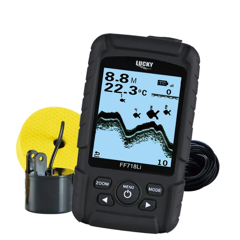 محظوظ 328ft/100 متر عمق fishfinder سونار محول 2-in-1 السلكية واللاسلكية الاستشعار المحمولة للماء السمك مكتشف FF718Li