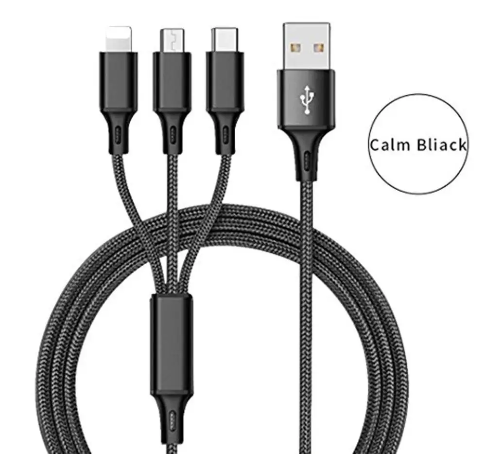 

Nylon Braided Micro USB Type C 8 Pin 8pin Charger Charging Cable Cord Adapter Connector Port 3 in 1 for IOS lightning Android