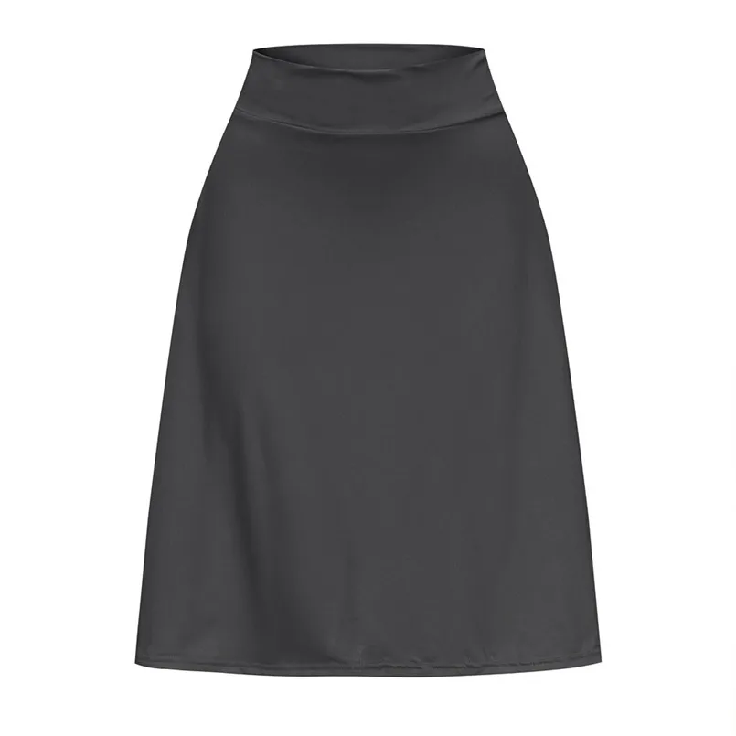 S-XXL Women Basic Solid Stretch Elastic High Waist Flare Pockets A Line Skirts Milk Fiber Thin Women Girls Short Skirts 35AP24 (3)