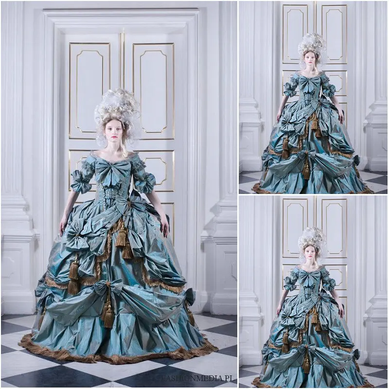 

HistoricalCustomer-made Luxs blue Vintage costumes Victorian Dresses 1860s Scarlett Civil War dress Halloween dress US4-36 C-880