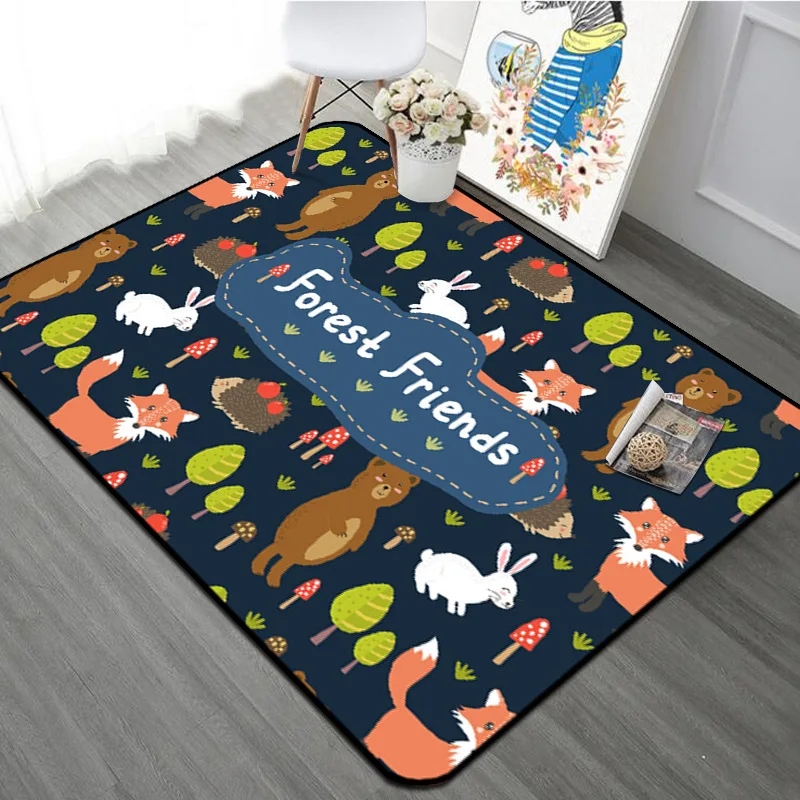 

Cartoon Forest Friends Animal Children Carpet Kids Area Rugs for Children's Room Baby Room Play Crawling Floor Mat Christmas Rug