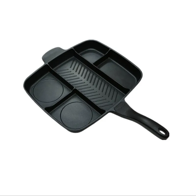 5 в 1 многофункциональная сковорода для стейка барбекю горшок сетка сковородка для жарки омлет блюдо черная квадратная форма для выпекания Универсальный сковорода с горшок - Цвет: A