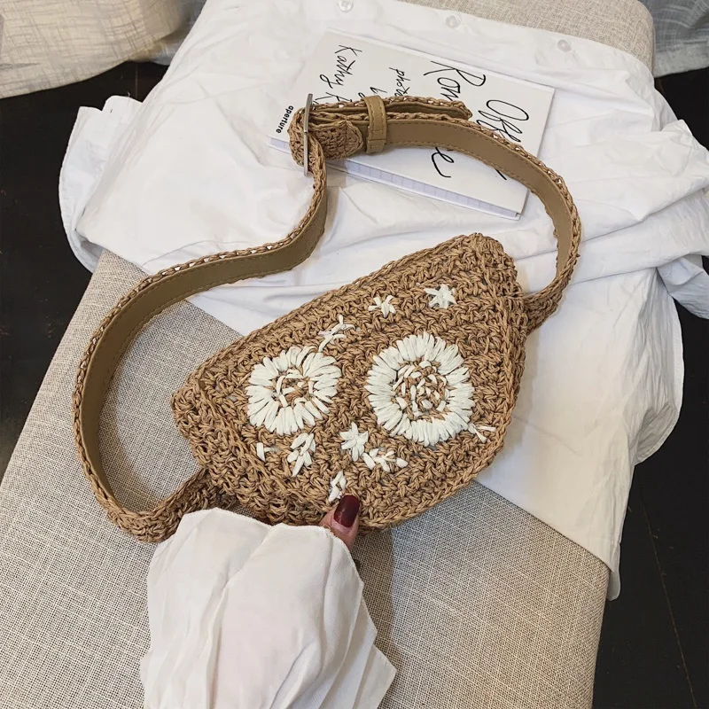 Funny Packs Straw Flower Straw Waist Pack Men Women Can Be Fitted With Mobile Phone Keys Purse Women Bag