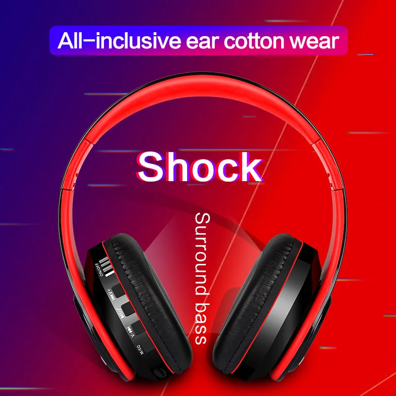 Hi Fi стерео наушники Bluetooth Музыкальная гарнитура FM Spport SD карт с микрофоном для