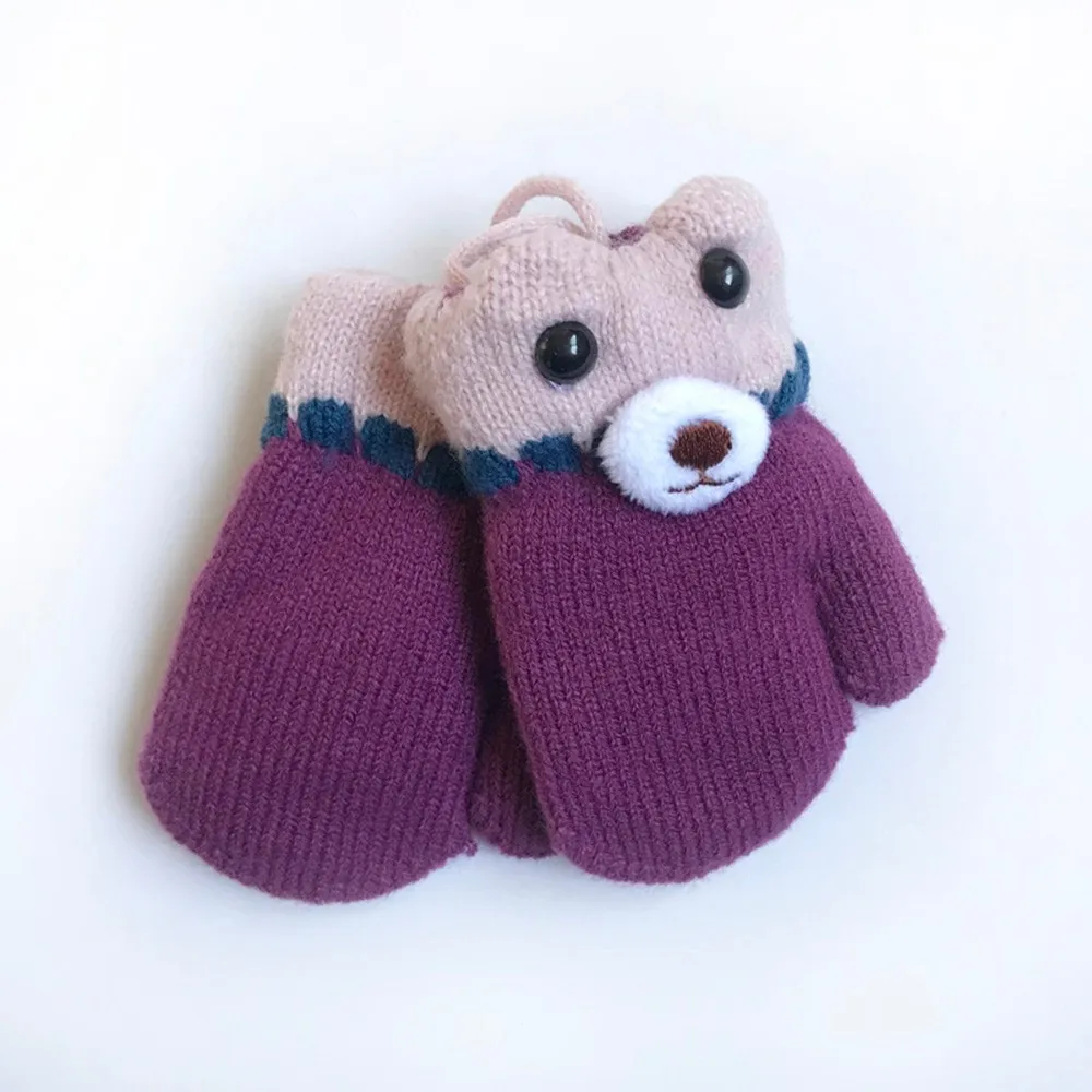 MUQGEW/Детские Зимние перчатки для девочек и мальчиков, детский мультяшный медведь, Горячая Распродажа, теплые варежки, детские вязаные перчатки