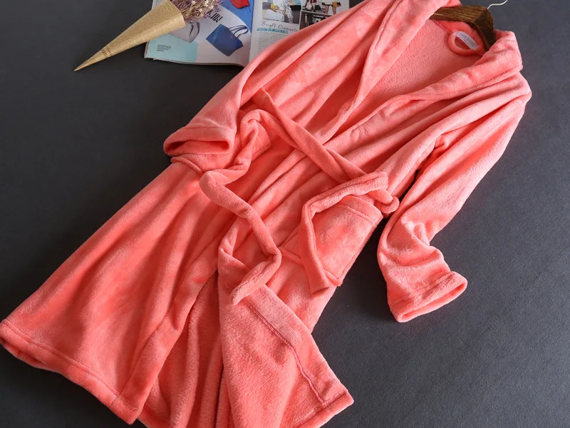Winter Bathrobe Coral Fleece Warm Robes Dressing Gowns For Women Men ...