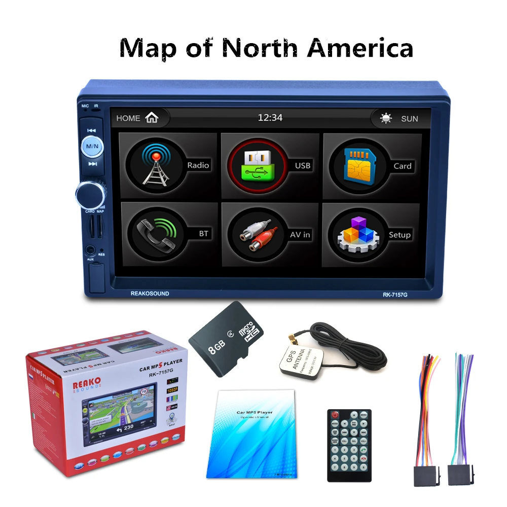 

7" Autoradio GPS Bluetooth Navigation Car Stereo MP5 Player Touch Screen Support Hands-free Call