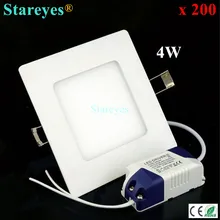 200 шт. квадратный светодиодный панельный светильник 4 Вт 400LM AC85-265V 2835 Светодиодные потолочные светильники smd светильник освещение