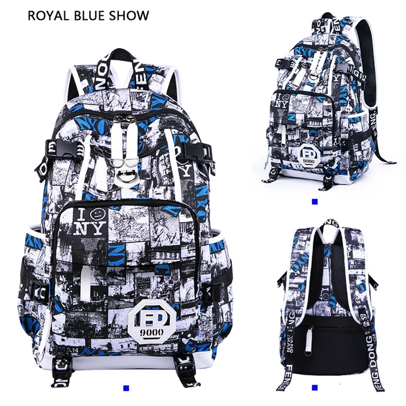 Fengdong Bolso de escuela del estudiante de la High School secundaria, mochila del viaje de los hombres, capacidad grande impermeable de la mochila del camuflaje, mochila para el adolescente