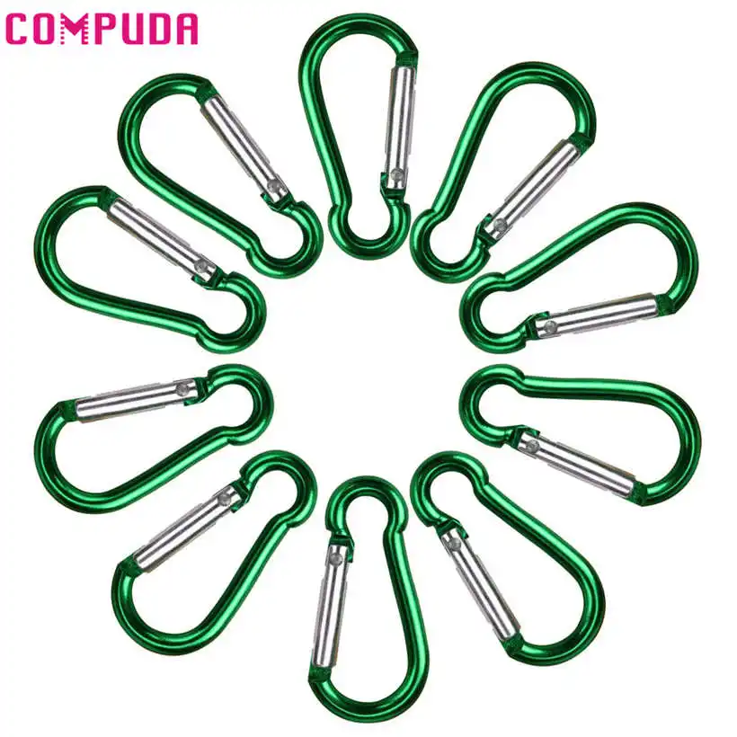 

COMPUDA 10pcs Aluminum Alloy D Carabiner Spring Snap Clip Hooks Keychain Climbing 2017