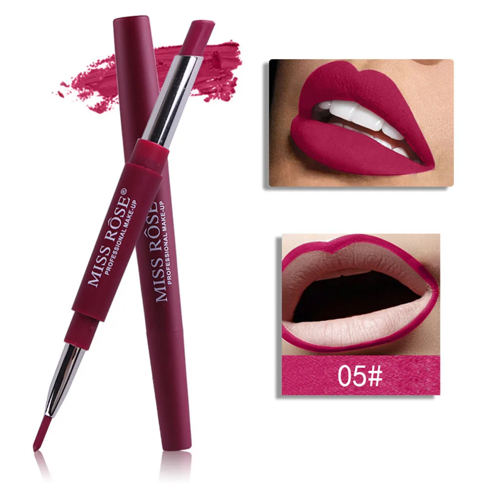 MISS ROSE 8 цветов двухсторонний долговечный макияж Lipliner водонепроницаемый карандаш для губ Косметика подарок maquiagem maquillaje - Цвет: E