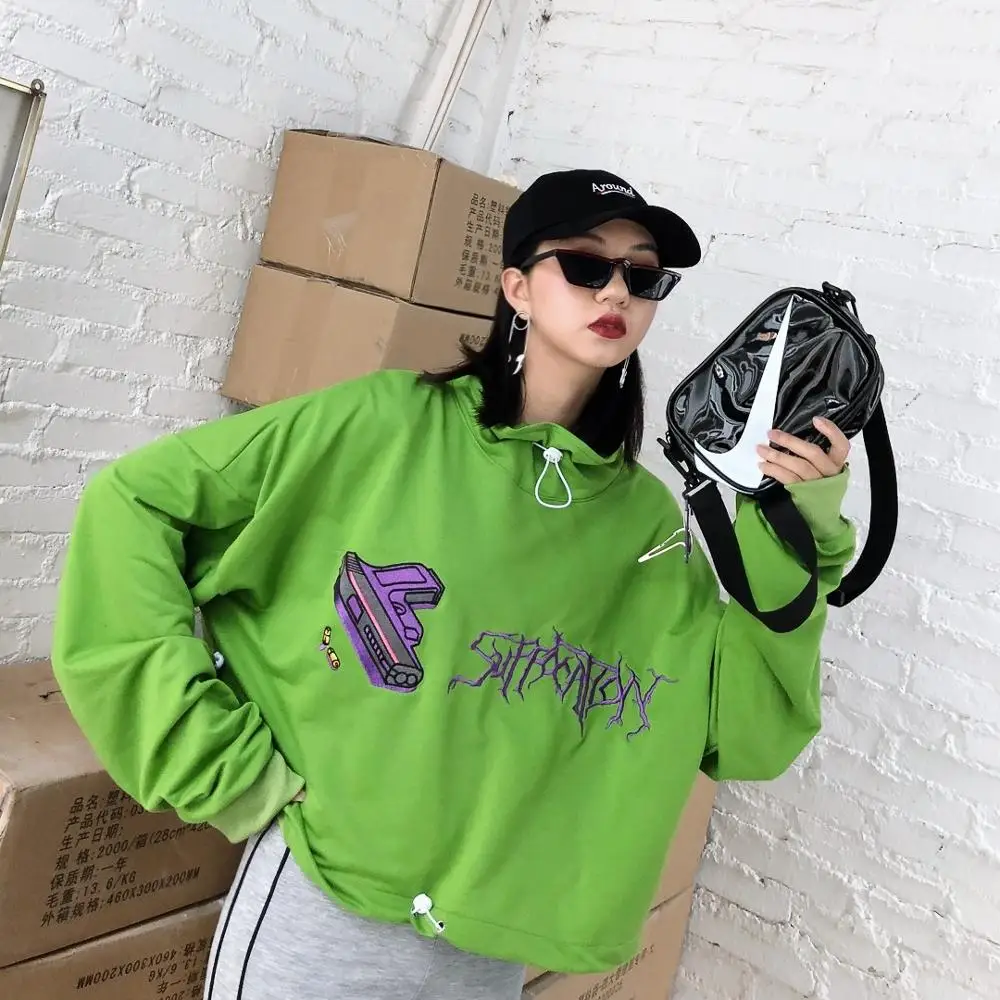 Street Trendy Personality Drawstring Semi high collar